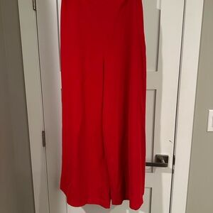 Vibrant Red Wide-Leg Pants